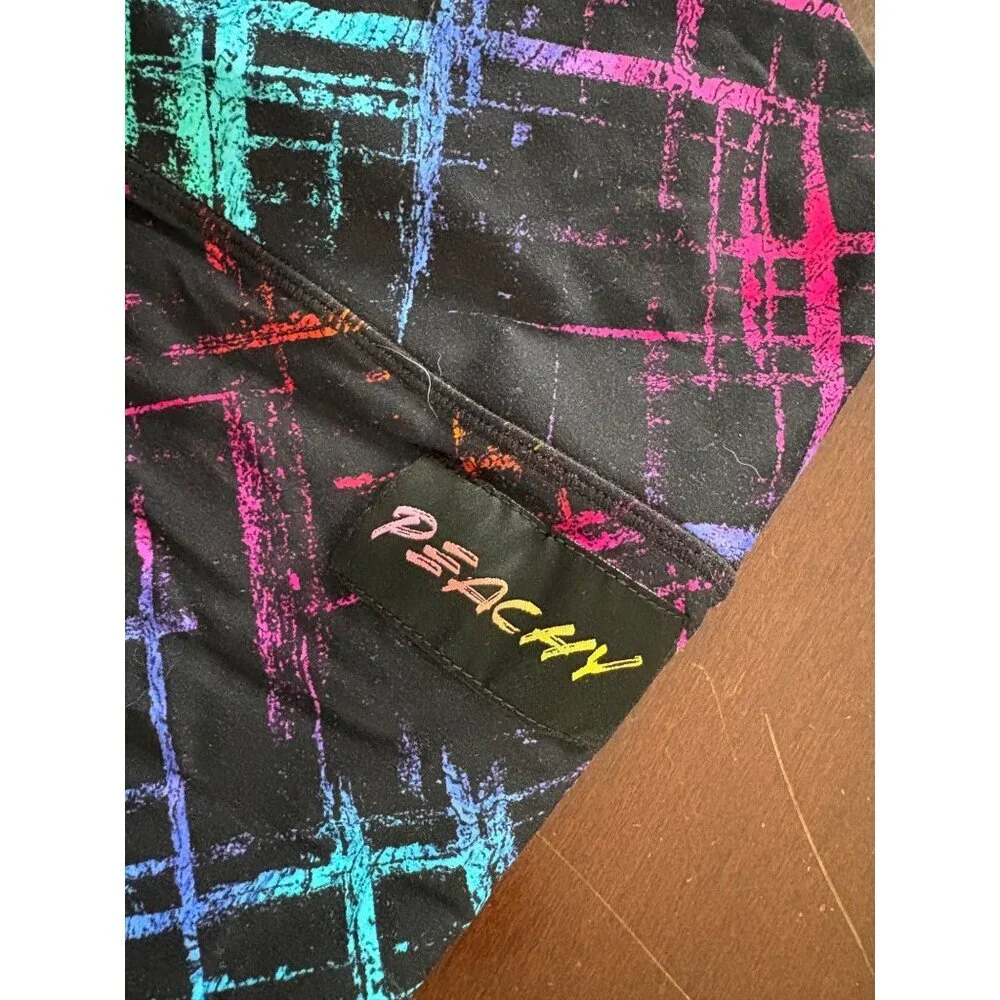 Peachy Athletic NWT Vixen High Rise Booty Gym Shorts Graffiti Print Size Medium